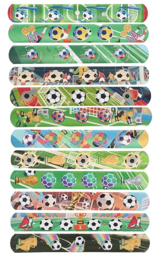 CATZUM Set de 12 Pulseras de Fútbol, Brazaletes para Niños, Regalos para Fiesta Temática de Fútbol, Detalles de Cumpleaños Infantiles, Pulseras para Fiesta de Fútbol, Regalos para Niños