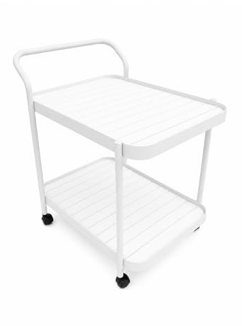 KLULK Carrello Porta Bianco Bevande Aliseo con Ruote, Struttura in Alluminio Verniciato a Polvere, Viteria in Acciaio Inossidabile, Design Moderno per Esterno e Interno