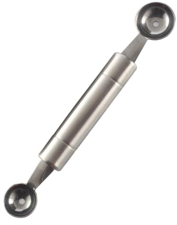 Domary Coltello per Intaglio della Frutta a Doppia Testa con Paletta per Scavino Melone in Acciaio Inossidabile con Paletta Grande e Strumento Appuntito la Preparazione di Gel