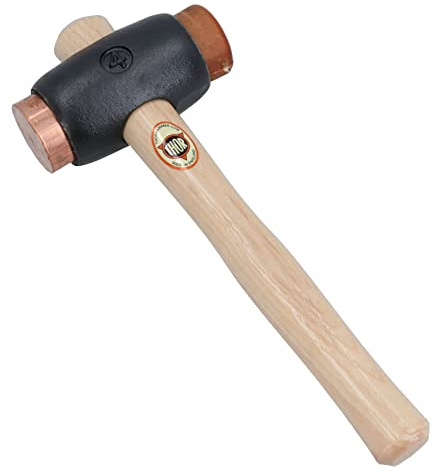 AB Tools Marteau Thor n° 4 en Cuivre et Peau de Vache Maillet/Masquer à Coup de Marteau TE400 Argent 2.36 kg en Fonte avec Poignée en Bois