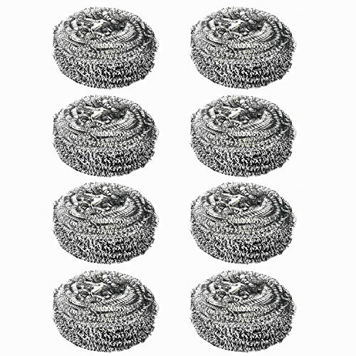 8pk Heavy Duty Spiral Stainless Steel Scourers | Rust Resistant Soft Stainless Steel |Helps Remove Dirt, Washing and Cleaning Dishes Scourer