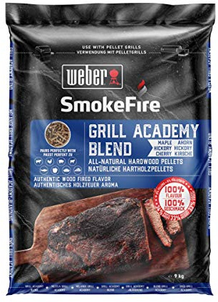 Weber Wood Pellets - Grillacademy Blend (9kg), perfect for smoking vegetables, fish, and all types of meat, Allrounder 100% natural wood pellets (190101)