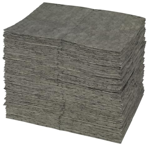 SPC® by Brady Feuilles Absorbantes Universelles – Lot de 300 Feuilles Grises, Épaisses, 3 Couches, Alvéolées et Prédécoupées, 40 cm x 50 cm, Pour Huiles, Eau, Solvants et Liquides de Refroidissement