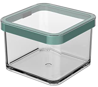 Rotho Loft - Barattolo da 0,5 l con coperchio, in plastica alimentare (SAN), senza BPA, turchese/trasparente, 0,5 l (10 x 10 x 7,2 cm)