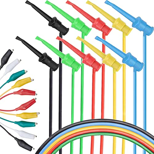DAOKAI Minigrabber zu Minigrabber Testkabel Dual-IC-Testhaken,5 Stück Prüfhaken Multimeter Messleitungen Kit 5 Farb für elektronische Tests mit 5 Stück Farbige Krokodilklemme