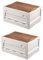 RMAN Lot de 2 Caisse de Rangement avec Couvercle Boite Rangement Plastique Pliable et Empilable Grande Bac de Rangement avec Roulettes pour Camping, Coffre de Voiture, Maison, 38L, Blanc