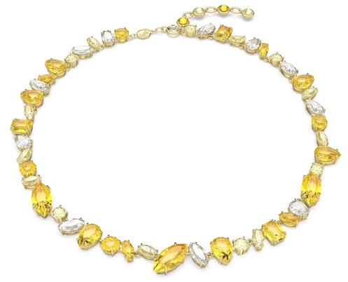 Swarovski Gema necklace, Mixed cuts, Yellow, Gold-tone plated