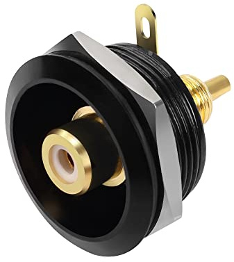 QIANRENON Gyllene RCA Infällbar Fastsättning Gängad Adapter Till Svetsning Terminal Panel Montering - Komponent Video Löd Socket för TV Högtalare Förstärkare S/PDIF, Vit