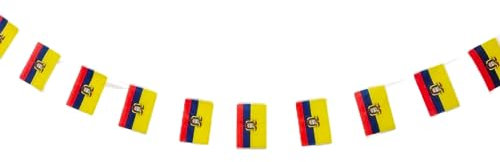 Drapeau de l'Equateur 40 unités drapeau de l'Equateur, guirlande Equateur 11.4M, fanions Equateur, drapeau national Equateur 14 x 21 cm pour décorations de bar de jardin (Équateur)