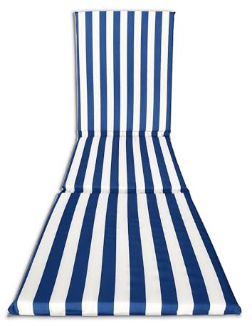 Il Tuo Artigiano Design Coj’n Acolchado para Tumbona, para Tomar el Sol, Hecho a Mano, Totalmente desenfundable, de Algod—n, 190 x 60 x 4,5 cm (Azul)