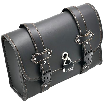 Motorradfasstasche, Werkzeugtasche für Motorrad aus Leder - Retro-Motorradgabeltasche, wasserdichte Motorradgabeltasche aus PU-Leder mit 2 Riemen, Fasstasche für Fahrradpendler