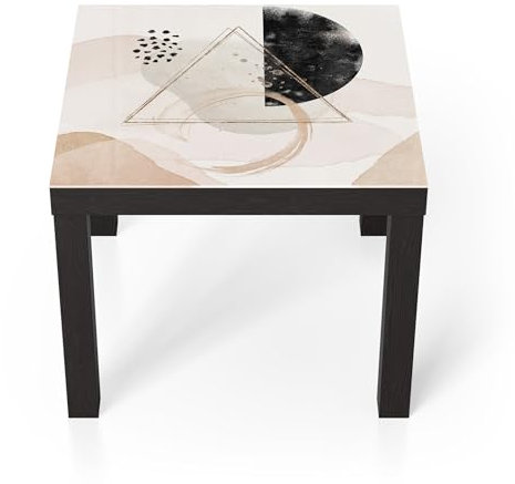 DEQORI Glastisch | schwarz klein 55x55 cm | Motiv Abstrakte Harmonie | ausgefallener Beistelltisch aus Glas | Hochglanz Couchtisch fürs Wohnzimmer | moderner Couch Tisch mit Design