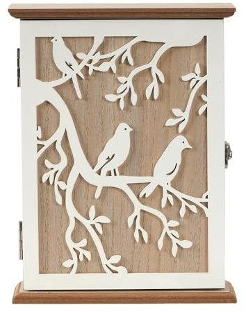 Cassetta portachiavi in legno, moderna per chiavi, colore bianco, per ingresso, corridoio, ufficio