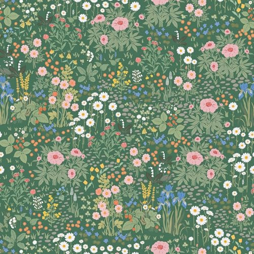 Timeet 44x1000cm Grün Selbstklebende Tapete Blumen Blätter Vintage Grüne Klebetapete Selbstklebend Vinyl Wasserdichte Wandpapier für Schlafzimmer Wohnzimmer Küche Schrank Wand Möbel