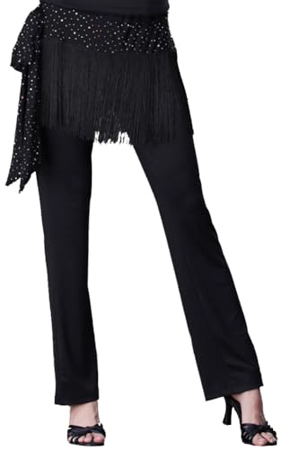 Femme Classique Pantalon Ample Entraînement à la Danse Latine Standard Danse de Salon Jazz Salsa Pantalon Moderne pour la compétition Noir