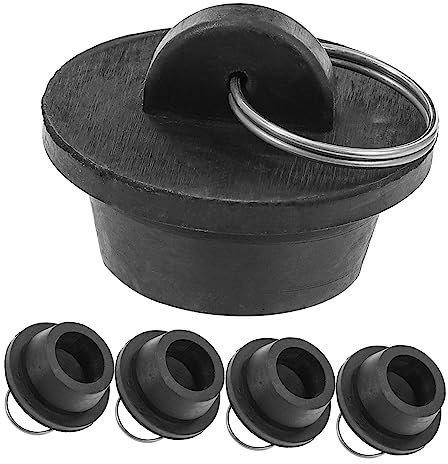 OUNONA 1set Rubber Bathroom Sink Stopper Bathtub Plug with Pull Ring Leak Drain Stopper for Washbasin and Bathtub Odor Blocker 5pcs