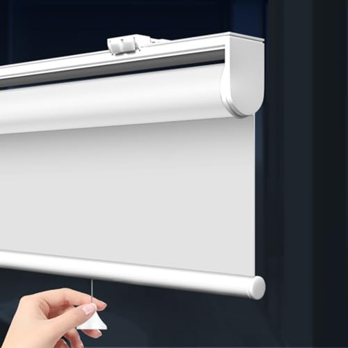 tow000ack Persianas Enrollables 100% Opacas Sin Cordón,Estor Opaco Enrollable Aislante Térmico con Sistema de Resorte,Protección UV,para Ventanas,Blanco,Personalizad,Ancho x Alto (120cm x 180cm)