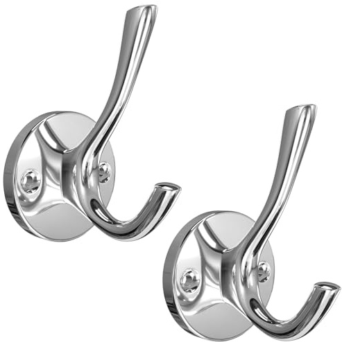 Yundoza 2 Pack Bathroom Towel Hooks, Screw in Door Hooks(Chrome)