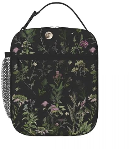 TFDGDGH Moonlit Garden Product Insulated Lunch Bag for Outdoor Boho Floral Food Box Leakproof Cooler Thermal Bento Box