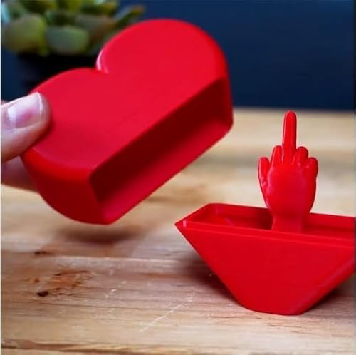 caja de regalo dedo medio, caja de regalo creativa con forma de dedo corazón, ideal para cumpleaños, bodas, celebraciones de parejas, fiestas de fin de año y bromas, (Rojo)