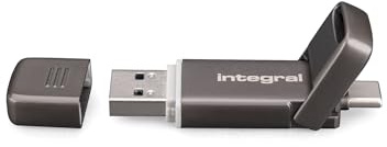 Integral USSD 1TB SlimXpress Dual USB 3.2 Gen 2x1 Flash Drive, Dual Type-C & Type-A Ports, Portable SSD, Read up to 550 MB/s & Write up to 500 MB/s. Slim, Durable Metal Design for On-the-Go Storage