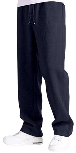 Generico Pantaloni Tuta Ragazzo Casual Cotone Sportivi Pantaloni da Jogging da Ginnastica per Trekking Elasticizzati in Vita Coulisse Larghi Pants con Tasche Ragazzo Larga Pants Blu Marino 14 Anni