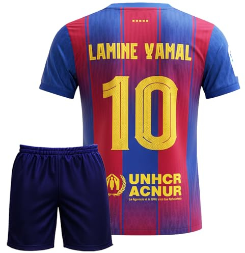Generisch Kinder Fußball Trikot Set, Fussballtrikot mit Shorts Atmungsaktiv Jungen (Blau, 176)