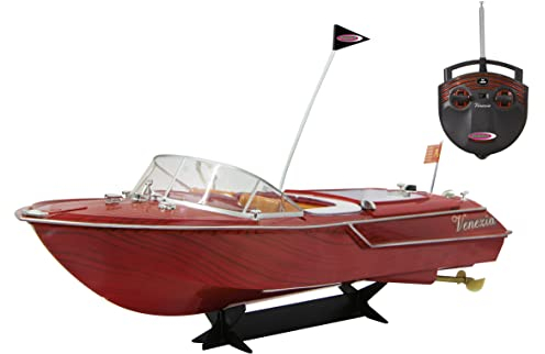 JAMARA 040390 Venezia 2 Kanal 40MHz, RC Boot mit Zwei Antriebsmotoren, Schiff Wasserspiel Ferngesteuert, Antreibswellen aus Stahl, Sicherheitsfuntion, hochwertige Holzoptik, Outdoor Pool Seen, Braun