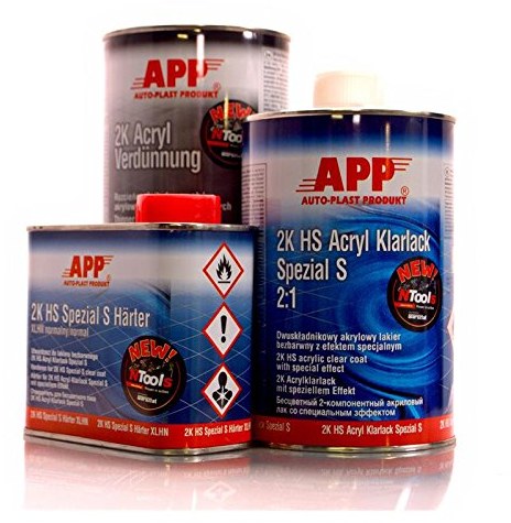 APP 2K HS Klarlack SpezialS (kratzfest) 1Liter+0,5Liter Härter normal 1L Verdünnung 020109NV