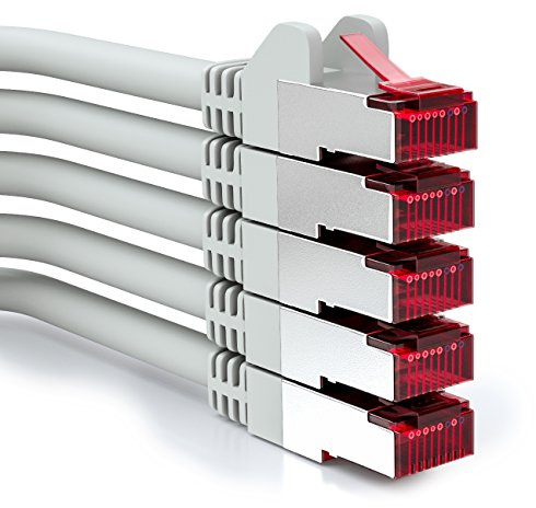 deleyCON 0,25m CAT6 Patchkabel RJ45 S/FTP PIMF, 5 Stück - Grau | CAT-6 Netzwerkkabel Ethernetkabel, LAN DSL, für Switch, Router, Modem, Access Point und Patchfelder