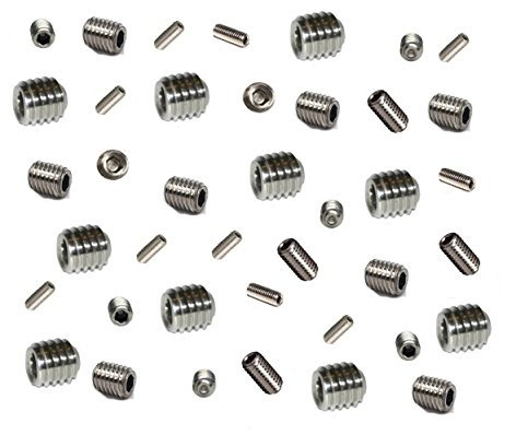 Grub Screws Metric Thread (Mixed 48 PACK) A2 Stainless Steel 12 X M3,M4,M5 & M6 x 5mm Socket Cup Point Allen Key Grub Screw