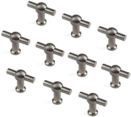 GedoTec Design Möbelgriff Edelstahl Möbelknopf Küche Schrank-Knopf für Schubkasten - ANKER | Höhe: 40 mm | Tür-Knauf Edelstahl matt gebürstet | 10 Stück - Türknopf rund für Schubladen & Schranktüren