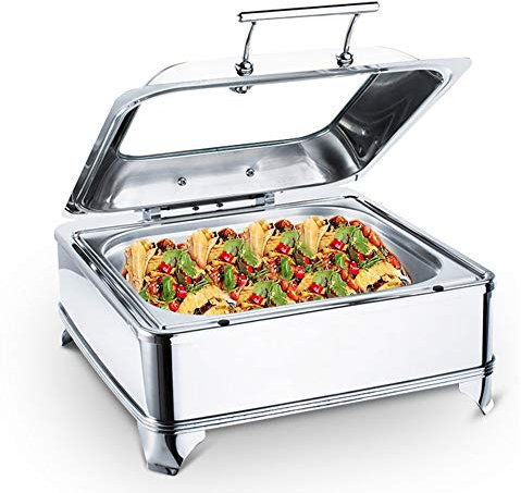 Aprilhp Commercial Food Warmers, Buffet warmer and Server, Chafing Dish and Warmers for Buffet and Parties, Hot Plates for Keeping Food Warm, Stainless Steelwith stand
