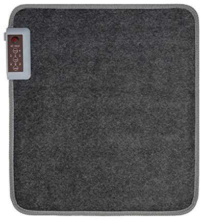 Mi-Heat Warm Feet Infrarot Heizteppich Heizmatte 50x55cm grau/anthrazit - ca. 40°C - mit Controller, Timer-Funktion, Fußboden, 230V, Schlingenwaren Teppich Oberfläche