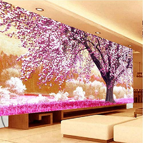 Nicole Knupfer Diamond Malerei 5D Diamant Painting Set Lila Kirschblüten Full Gross DIY Wohnzimmer Schlafzimmer (Kirschblüte,120x50cm)