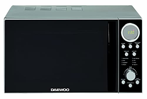 Daewoo 700W, 20L Digital Microwave | 5 Power Levels | Auto Defrost Function | 60 Minute Timer Dial with Cooking End Signal | Stylish Chrome Accent Features- Grey & Chrome