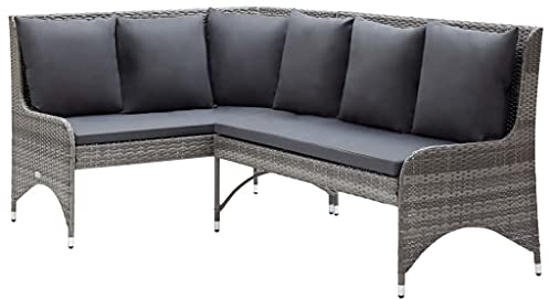 vidaXL Garten Ecksofa 2-TLG. Gartensofa Sofa Lounge Gartenmöbel Sitzgruppe Garnitur Rattansofa Gartenset Sitzgarnitur Poly Rattan Grau