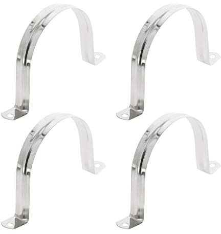 Aopin 80mm Rigid Pipe Strap Clamp 2 Holes Strap U Bracket Tube Strap Tension Clips 201 Stainless Steel, for Pipe Fixing, Silver, 4Pcs
