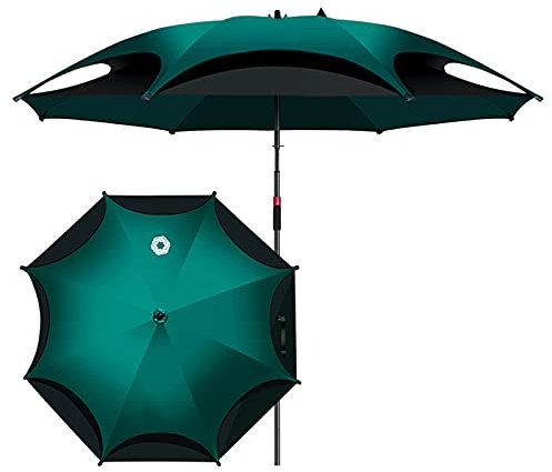 Refue Ombrellone Robusto per Spiaggia, Pesca, Balcone Parasole Protezione Solare Giardino, Doppio Telo Ventilato, Comodo da trasportare, Resistente, Ombrello da Mare Verde Scuro (Size : 240CM/7.8ft)