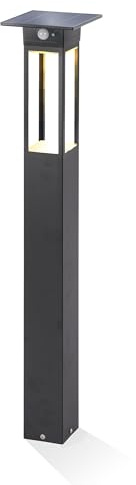 esotec Solar PIR Standleuchte TARANO 84, 3 Betriebsmodi, Bewegungsmelder, Akku, LED-Solarleuchte, Außenleuchte, Wegeleuchte, Metall, Akku, IP44, wetterfest, schwarz, Höhe 84cm, 102745