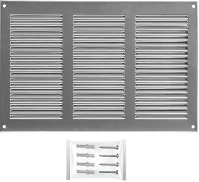 H&C VENT Rejilla Ventilación 300 x 200mm Metálica │Para Extractor de Baño Cocina Exterior HVAC │ Rejilla Aire Acondicionado AC Conductos Pared Techo Tubo │ Cubierta de Acero Rectangular con Mosquitera