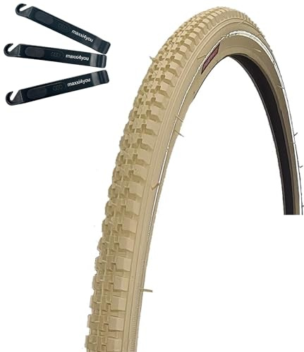 1 x Rexway Legend Pannenschutz Fahrradreifen Creme mit Reflex 40-635 (28 x 1 1/2) inkl. maxxi4you Reifenheber
