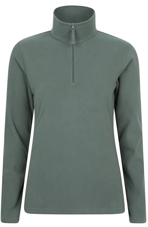 Mountain Warehouse Camber Half Zip Women's Fleece - Lightweight, Warm & Cosy Half Zip Sweatshirt - Best for Spring Summer, Camping, Outdoors, Travelling & Hiking Khaki (Plain) L