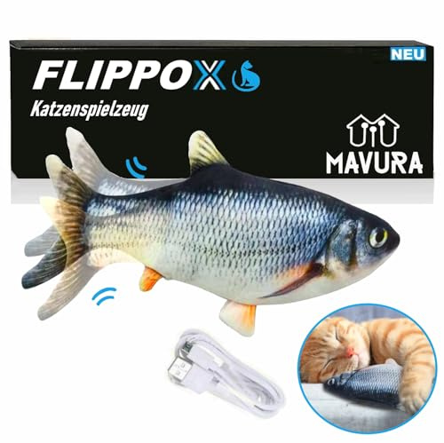 MAVURA FLIPPOX zappelnder elektrischer Fisch Set Interaktiv Katzenspielzeug