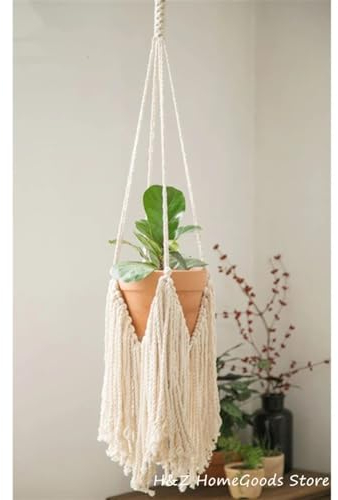 Wohnkultur, großer Pflanzenaufhänger, langer Spiral-Topflappen, hängender Wand-Pflanzkorb, dekorativ, gehäkelt, Decke, hängende Wanddekoration (Farbe: A, 75 cm, Größe: 75 - 110 - 85 cm)