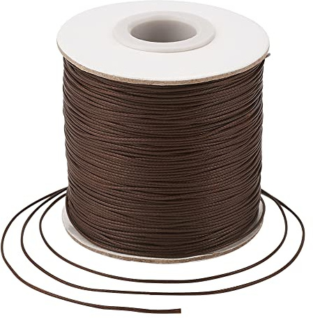 Bestewelry 185 Yards 0.5mm Waxed Polyester Cord Thread Waxed Beading Strings for Jewelry Bracelet Making Macrame Leather Sewing, Saddle Brown