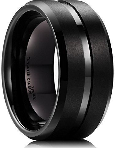 King Will CLASSIC Silver/Black/Gold/Blue/Brown/Rose Gold Groove 6mm 7mm 8mm High Polish/Matte Finish Men's Tungsten Ring Wedding Band Comfort Fit