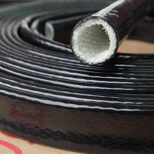 ICAMAS Guaina ignifuga Nera Tubo in Fibra di Vetro Resistente alle Alte Temperature Guaina ignifuga Intrecciata in Fibra di Vetro Rivestita in Resina siliconica (Size : 6mm, Color : 1M)