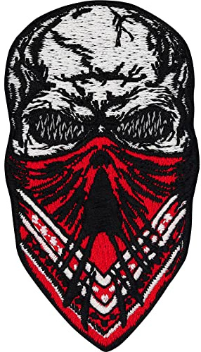 Totenkopf Patch Biker Patches Aufnäher Motorrad Zubehör Sticker zum aufbügeln/aufnähen | Aufbügler Bild Applikation für alle Stoffe | Accessoires | 75x45mm