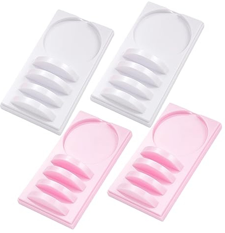 4 Stück Wimpernverlängerungstablett Wimpernpads Halter Für Wimpernkleber Wimpernkleberschalen Wimpern-display-palette Gebogenes Wimperntablett 2 in 1 Plastik Pp Wimpernzange